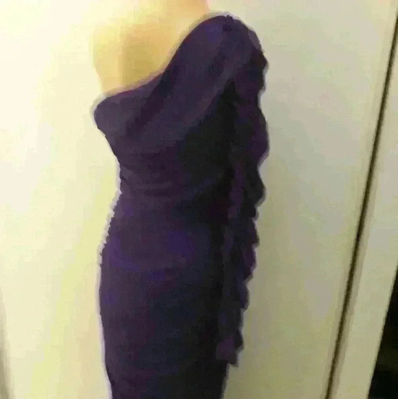 Fashion Nova sexy one shoulder purple statement fancy party/cocktail dress  L - Picture 4 of 6